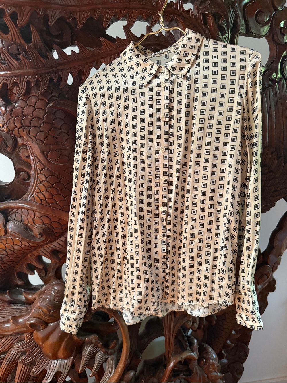 REFORMATION Sky Button down Silk blouse in Geometric Bernini pattern - Picture 2 of 16